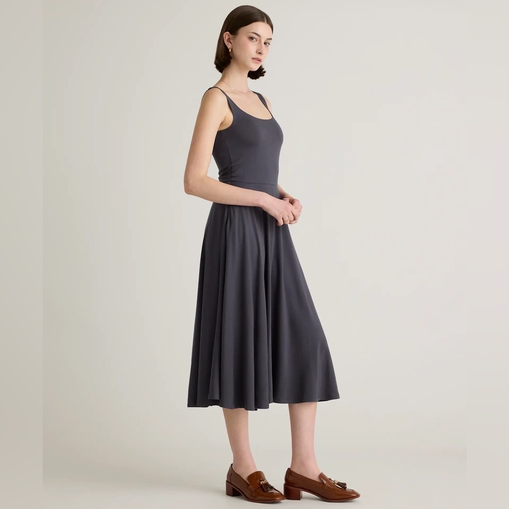 Quince Tencel Jersey Fit & Flare Dress - Carbon Gray - Large